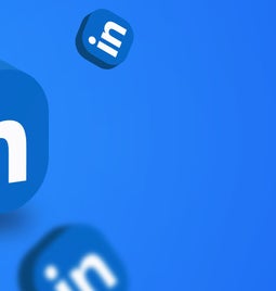 linkedin logos floating in front of a matching blue background