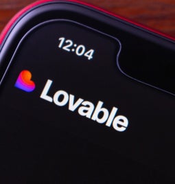 Mobile phone showing Lovable logo