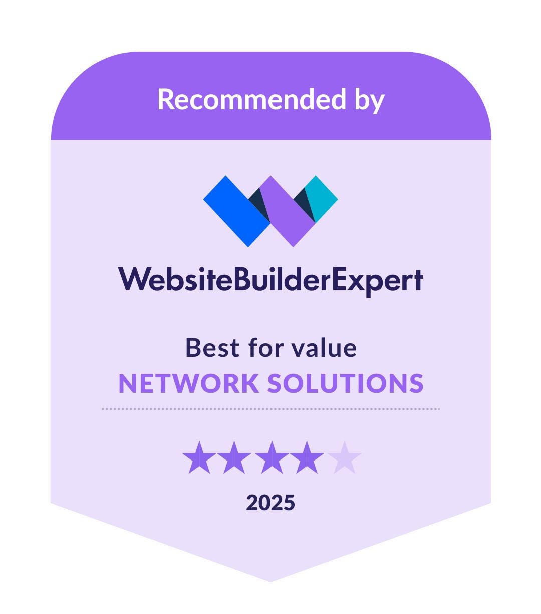 Badge showing Network Solutions as best value builder in our 2025 research