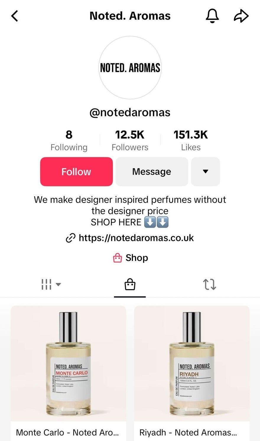 Noted Aromas TikTok profile