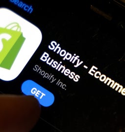 Shopify app page on a phone app store