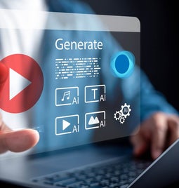 A person taps a holographic interface featuring a 