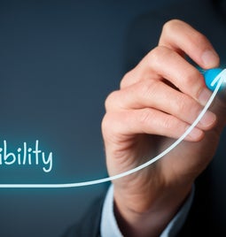 Pen guiding a line upwards marked 