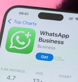Phone screen showing WhatsApp Business page in app store