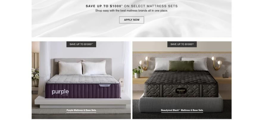 Screenshot of Ashley's Black Friday landing page showcasing mattresses on sale