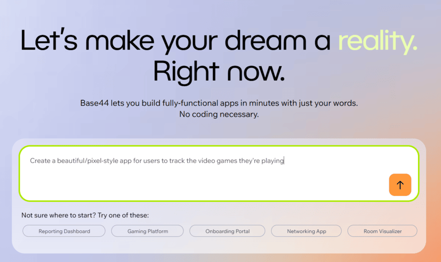 Base44 web app creator text box