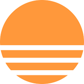 Base44 logo which is an orange circle with three white lines going across the bottom half of the circle