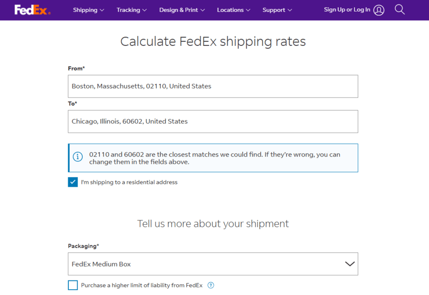 FedEx shipping calculator