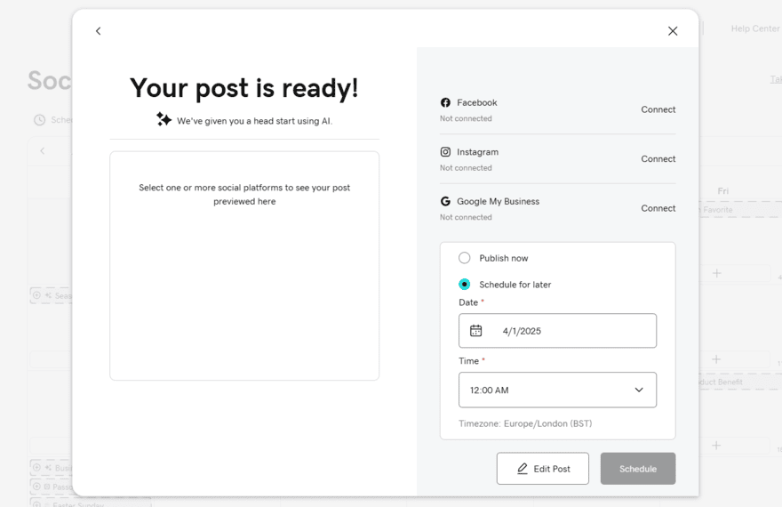 GoDaddy AI social post creator