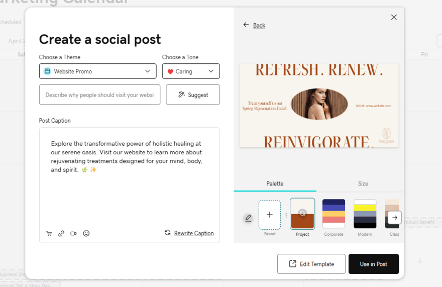 GoDaddy social post creator