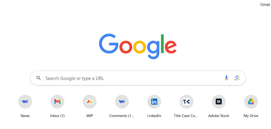 Google's search bar on the homepage with its microphone symbol for voice search