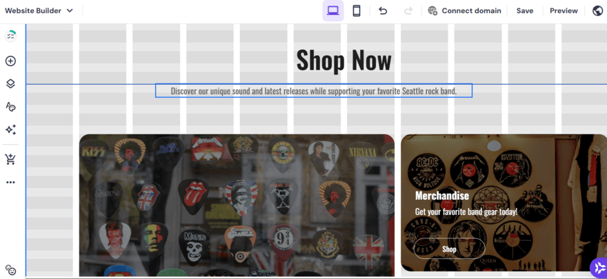 Hostinger's drag and drop editor in use