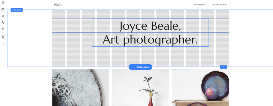 Hostinger's drag and drop editor in action