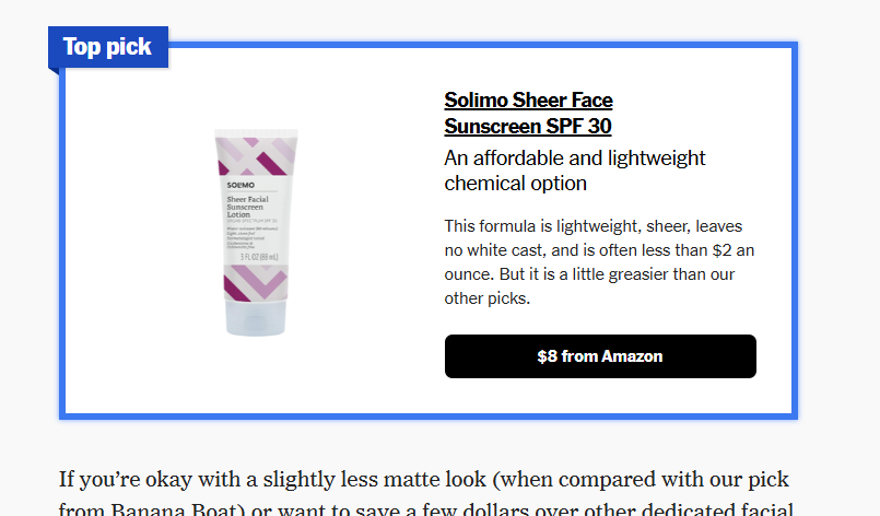 CTA in New York Times article about sunscreen