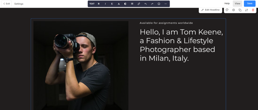 A photographer poses with a camera in a dimly lit corridor, showcasing a professional lifestyle and creative identity.