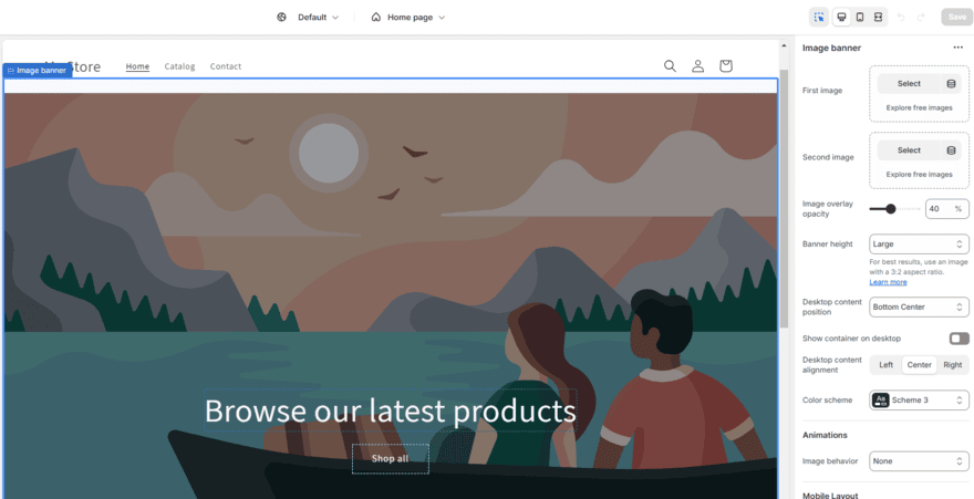 Shopify's website editor