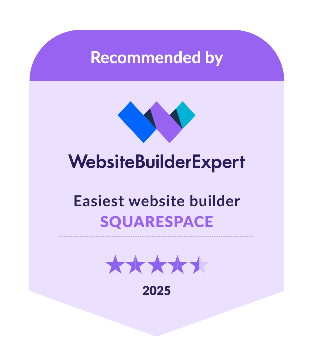 Badge showing Squarespace as easiest builder in our 2025 research