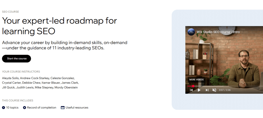 Wix's online SEO course