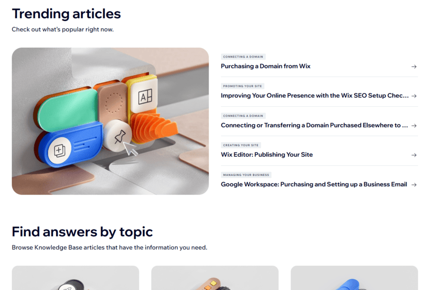 Trending articles about building and maintaining a website in Wix's help center